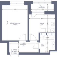 Квартира 35,8 м², 1-комнатная - изображение 2