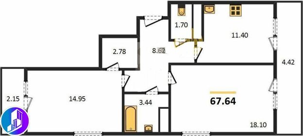 63,4 м², 2-комнатная квартира 6 240 000 ₽ - изображение 34