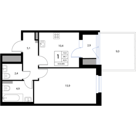 41 м², 1-комнатная квартира 6 490 000 ₽ - изображение 100