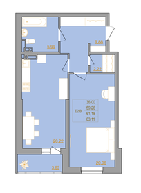 59 м², 2-комнатная квартира 7 800 000 ₽ - изображение 70