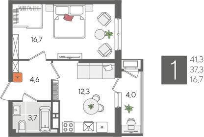 41,6 м², 1-комнатная квартира 10 404 160 ₽ - изображение 34