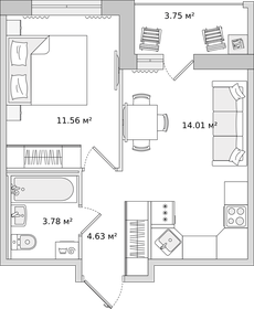 38 м², 1-комнатная квартира 8 100 000 ₽ - изображение 9