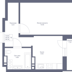 Квартира 36,4 м², 1-комнатная - изображение 3