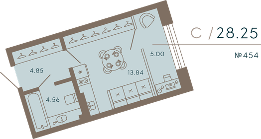 Квартира 28,3 м², студия - изображение 1