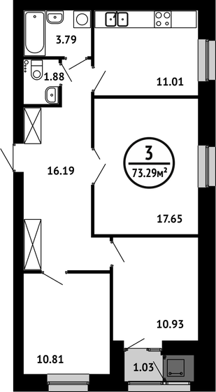 73,3 м², 3-комнатная квартира 8 501 640 ₽ - изображение 25