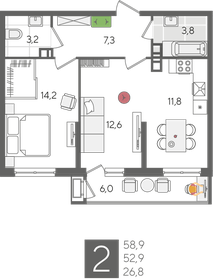 86,1 м², 3-комнатная квартира 9 700 000 ₽ - изображение 64