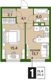 39,6 м², 1-комнатная квартира 7 432 920 ₽ - изображение 68