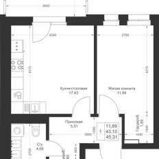 Квартира 45,3 м², 1-комнатная - изображение 2