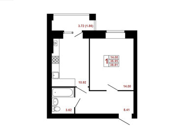 36,6 м², 1-комнатная квартира 2 878 350 ₽ - изображение 23