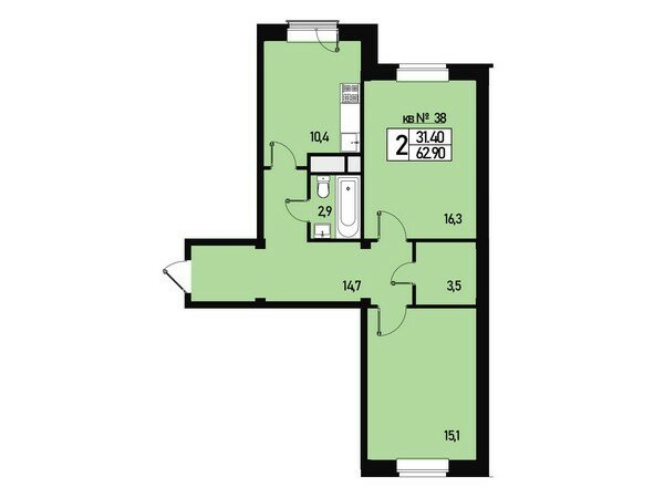 53 м², 2-комнатная квартира 8 731 910 ₽ - изображение 6