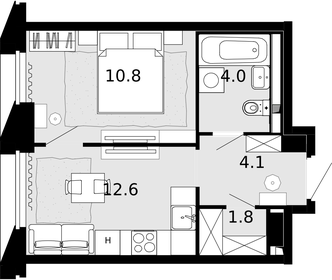 Квартира 33,3 м², 1-комнатная - изображение 1