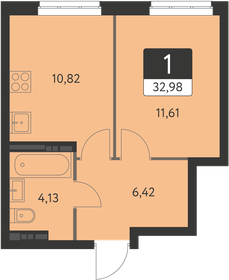 Квартира 33 м², 1-комнатная - изображение 1