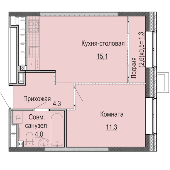 36 м², 1-комнатная квартира 4 446 000 ₽ - изображение 44