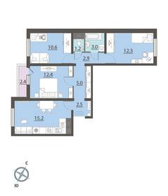 Квартира 66,7 м², 3-комнатная - изображение 1