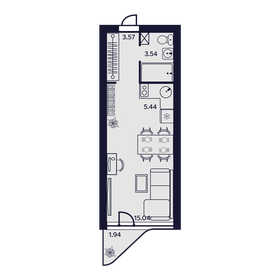 Квартира 29,5 м², 1-комнатные - изображение 1