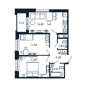 53,5 м², 2-комнатная квартира 6 897 888 ₽ - изображение 92