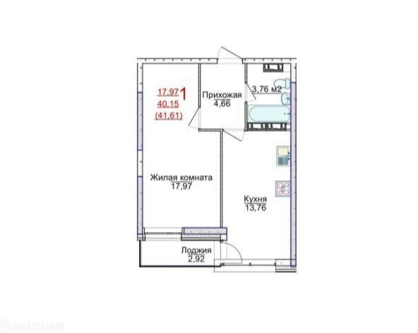 41,6 м², 1-комнатная квартира 4 232 922 ₽ - изображение 1