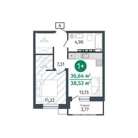 Квартира 36,6 м², 1-комнатная - изображение 1