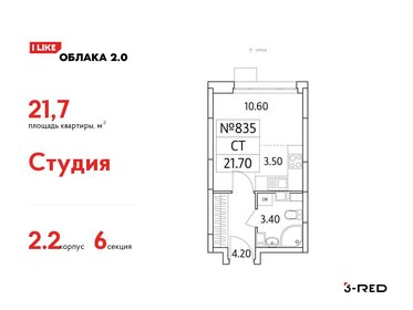 23 м², квартира-студия 6 100 000 ₽ - изображение 104