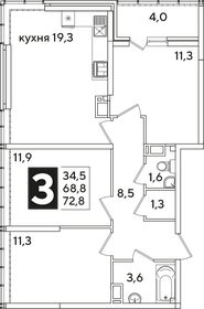 72,8 м², 3-комнатная квартира 12 710 881 ₽ - изображение 21