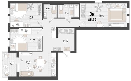 85 м², 3-комнатная квартира 18 000 000 ₽ - изображение 110