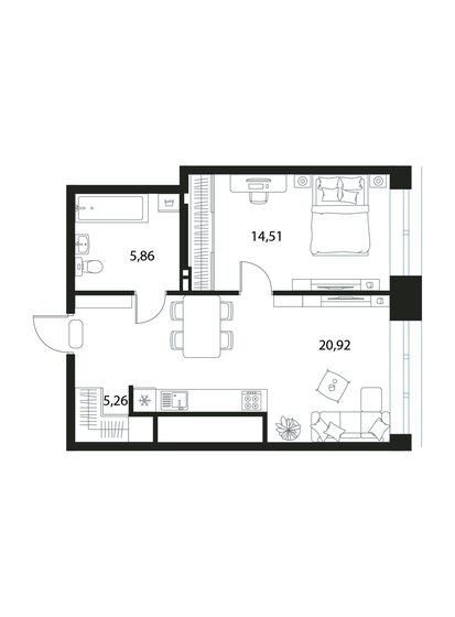 46,6 м², 1-комнатная квартира 8 006 600 ₽ - изображение 1