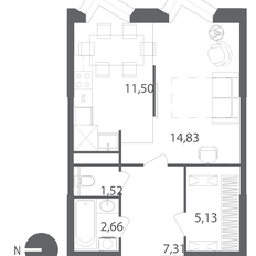 Квартира 43 м², 1-комнатная - изображение 3