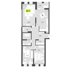 88 м², 3-комнатная квартира 12 900 000 ₽ - изображение 4