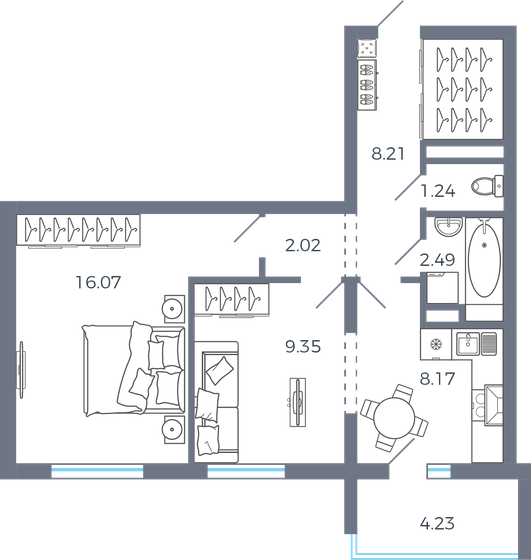 49,7 м², 2-комнатная квартира 5 062 741 ₽ - изображение 1