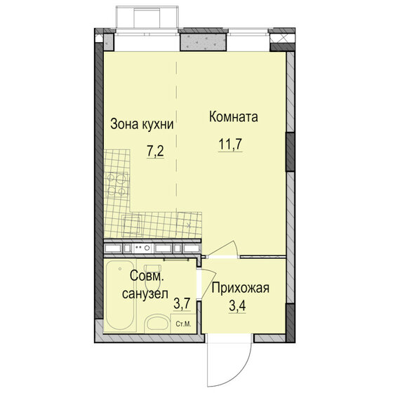 26 м², квартира-студия 6 044 000 ₽ - изображение 20
