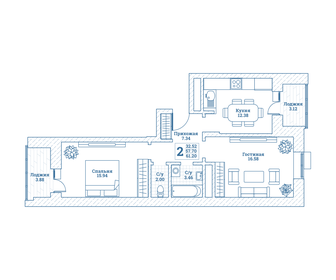 53,2 м², 2-комнатная квартира 5 450 000 ₽ - изображение 50