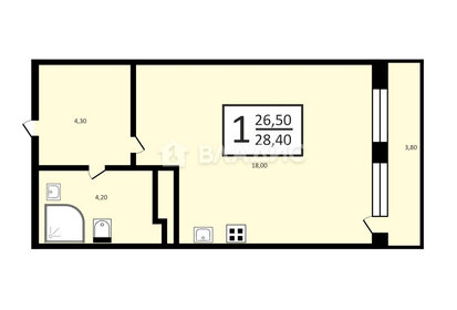 Квартира 26,5 м², студия - изображение 1