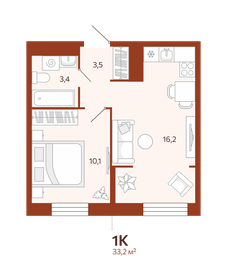 32,3 м², 1-комнатная квартира 5 600 000 ₽ - изображение 57