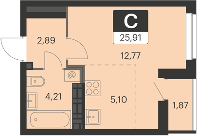 26 м², квартира-студия 3 800 000 ₽ - изображение 69