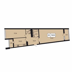 Квартира 78,6 м², 2-комнатная - изображение 1