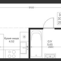 Квартира 34,2 м², студия - изображение 2