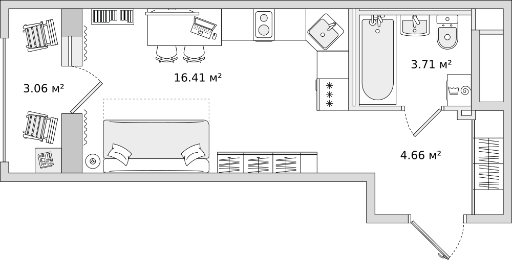 27,9 м², квартира-студия 4 123 764 ₽ - изображение 23