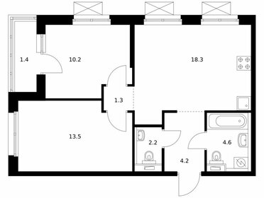 Квартира 55,7 м², 2-комнатная - изображение 1