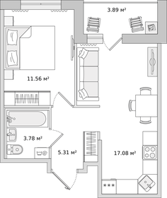 43 м², 1-комнатная квартира 9 399 990 ₽ - изображение 115