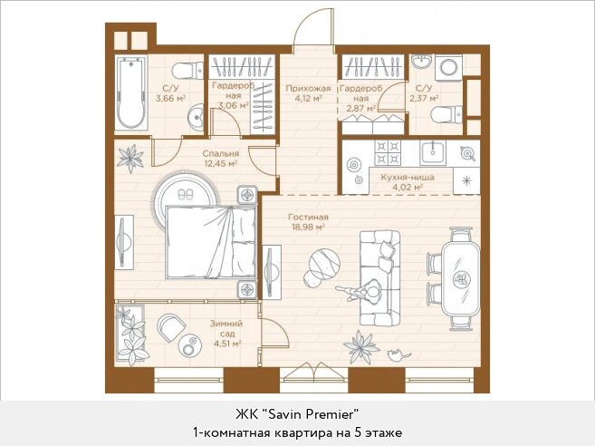 56 м², 1-комнатная квартира 20 993 760 ₽ - изображение 1