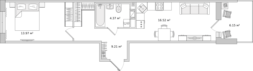 Квартира 50,2 м², 1-комнатная - изображение 1