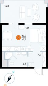 Квартира 41,7 м², студия - изображение 1
