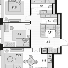 Квартира 76,4 м², 3-комнатная - изображение 2