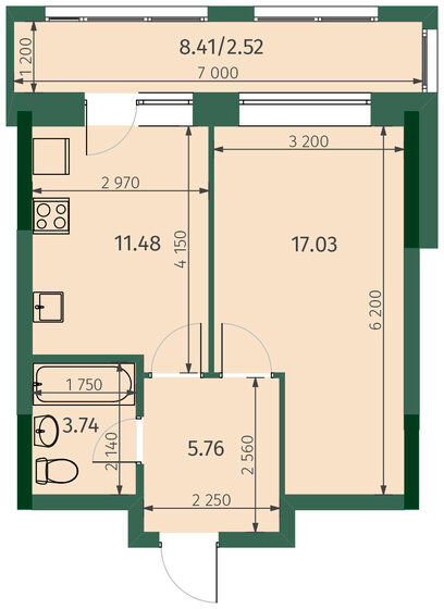 40,5 м², 1-комнатная квартира 9 338 775 ₽ - изображение 20