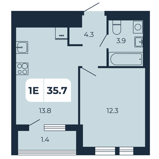 35,7 м², 1-комнатная квартира 4 480 350 ₽ - изображение 1