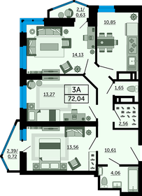 72 м², 3-комнатная квартира 10 733 960 ₽ - изображение 30