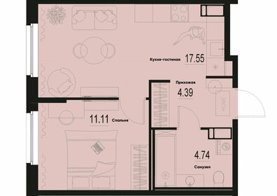 Квартира 37,8 м², 1-комнатная - изображение 1