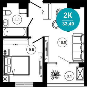 38,4 м², 2-комнатная квартира 15 000 000 ₽ - изображение 57