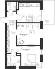 Квартира 60,2 м², 2-комнатная - изображение 1