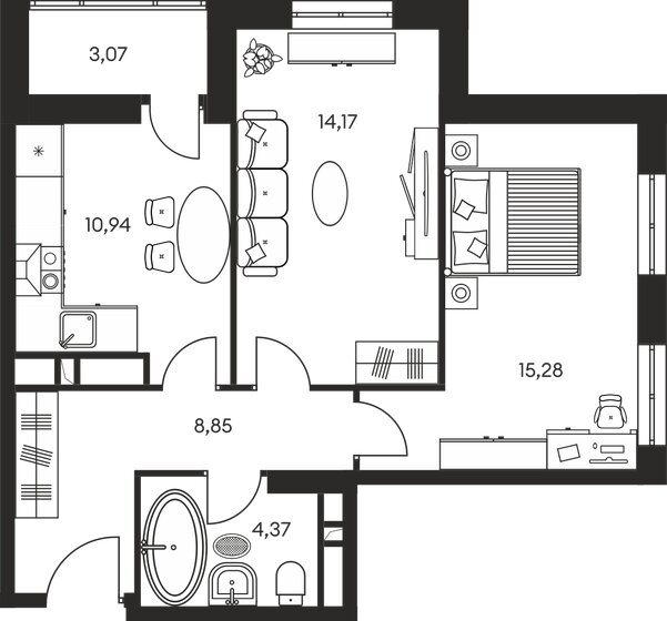 57,5 м², 2-комнатная квартира 8 810 000 ₽ - изображение 1